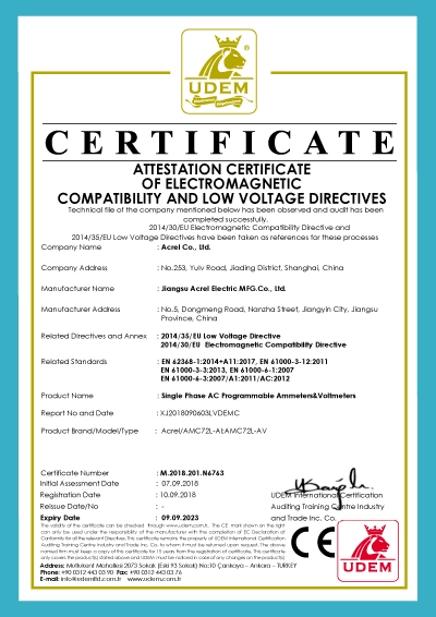 ce for amc72l ai single phase ac programmable ammetersvoltmeters