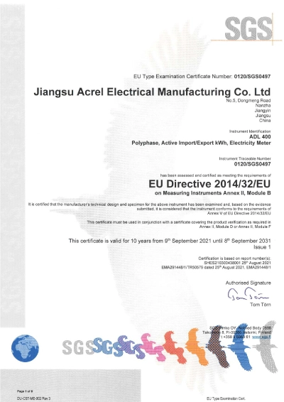 mid for adl400 three phase energy meter